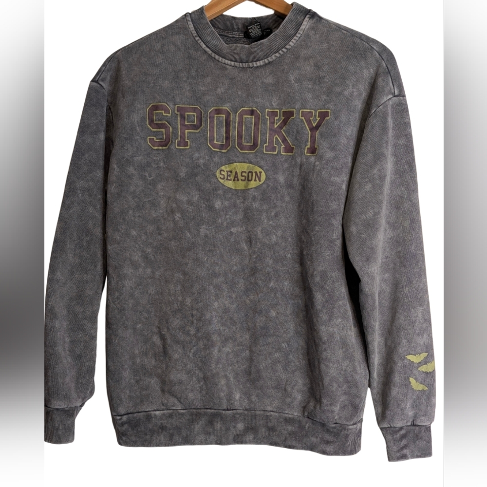 NEW Better Together Designed In New York Gray Tie Dye Spooky Themed Sweatshirt.